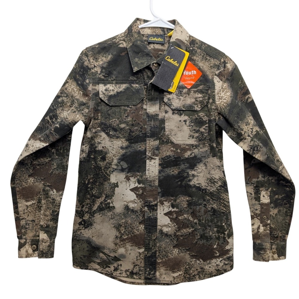 NWT Cabela's Silentweave Shirt Youth Medium Camo O2 Octane Hunting Button Down